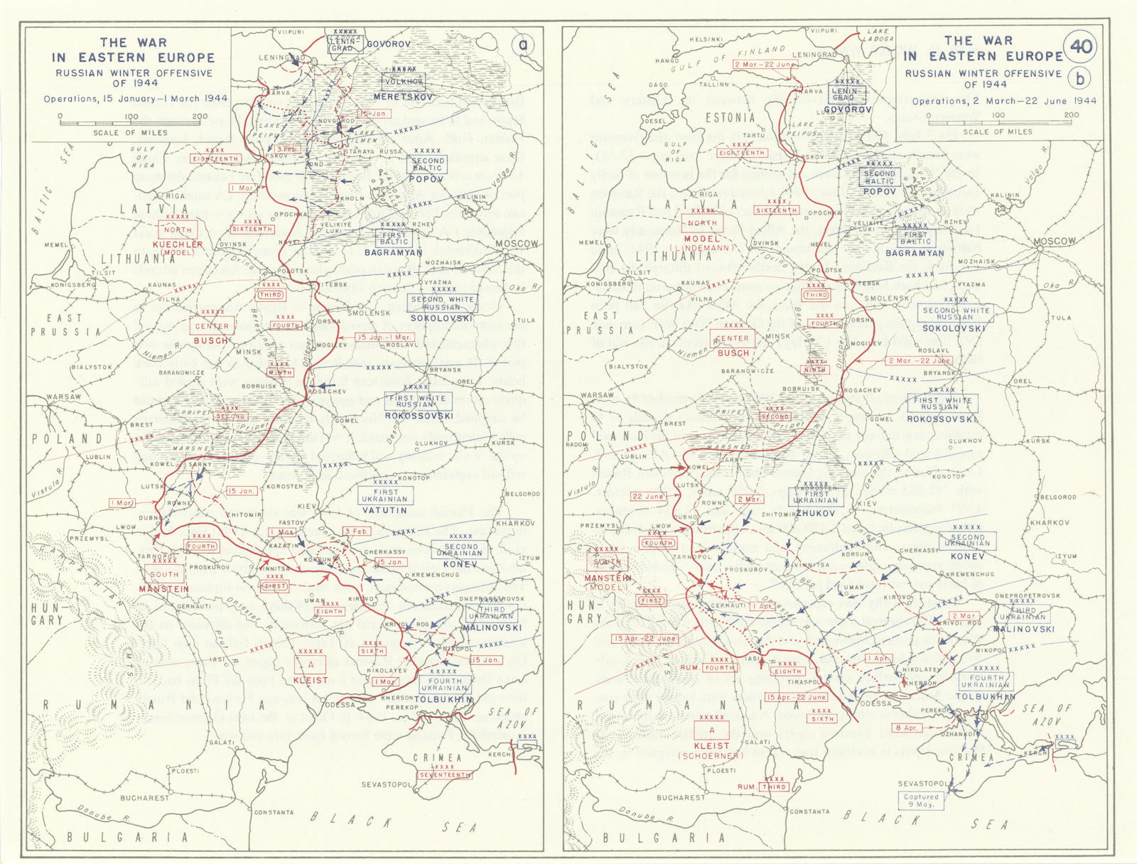 World War 2. Eastern Front. Jan-June 1944 Russian Winter Offensive 1959 map
